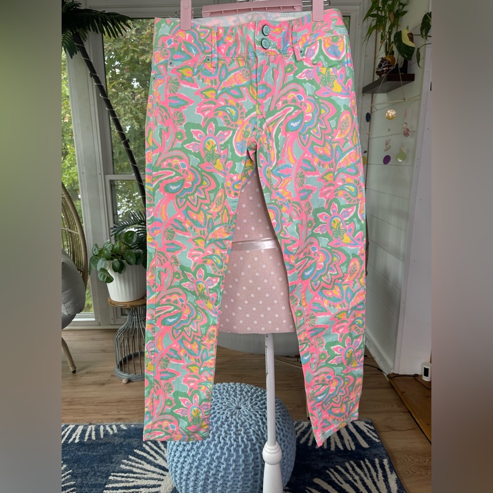 Lilly Pulitzer Worth Skinny Mini Sandbar Blue Make a Splash Size 2